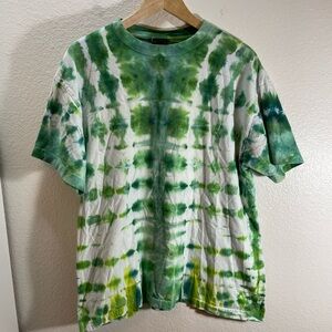 Green Tie Dye Mens 100% Cotton T-Shirt XL